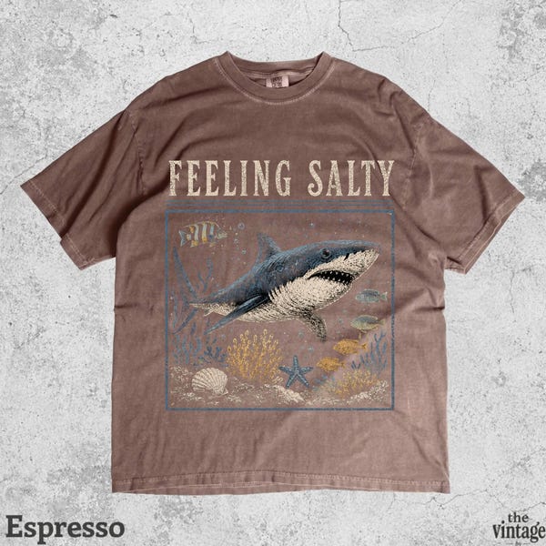 Feeling Salty Shark Shirt vintage graphic tee by TheVintageBy