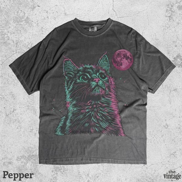 Psychedelic Cat Shirt vintage graphic tee by TheVintageBy