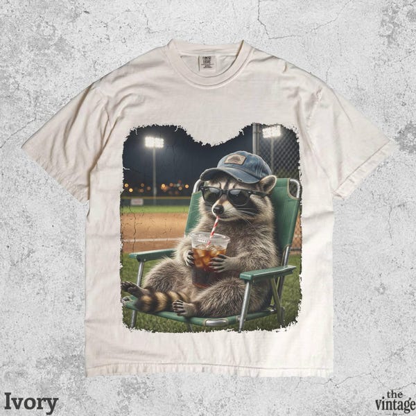 Vintage Retro Baseball Raccoon Graphic Tee vintage graphic tee by TheVintageBy