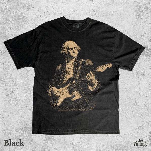 Vintage Retro Comfort Colors George Washington Playing Guitar Shirt vintage graphic tee by TheVintageBy