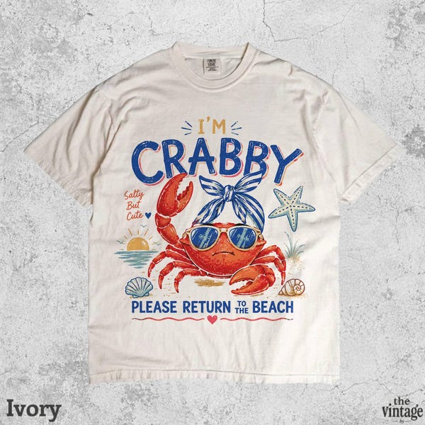 Vintage Retro If Crabby Please Return To The Beach Shirt vintage graphic tee by TheVintageBy