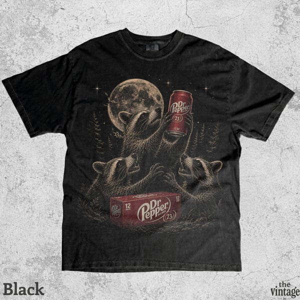 Vintage Retro Raccoon Moon Funny Graphic Tee vintage graphic tee by TheVintageBy