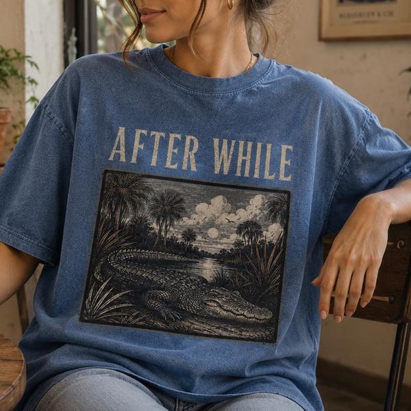 After While Crocodile retro graphic shirt